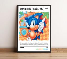 Sonic - 1991 Retro Game Poster - Video Art Print Gaming Gift A5-A4-A3-A2-A1 Unframed Canvas For Frame Or Hanger - thumbnail 1
