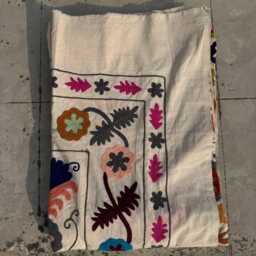 Hand-Embroidered Cotton Suzani Quilt - Vibrant Bohemian Folk Textile, Reversible Throw Blanket - thumbnail 4