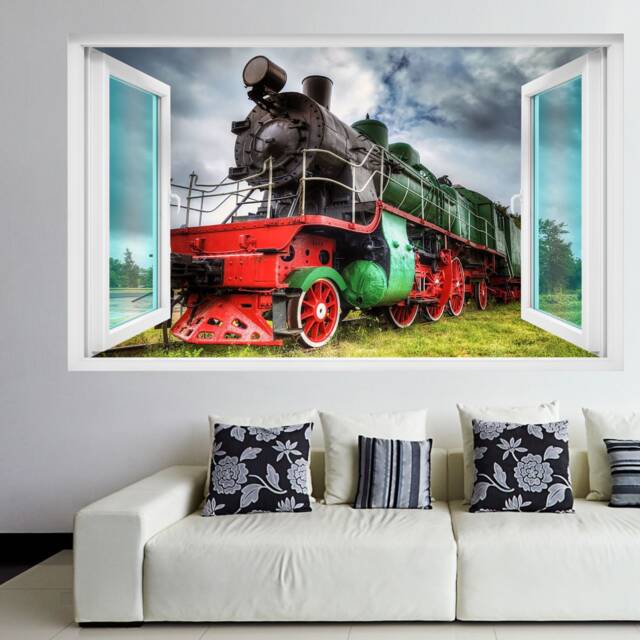 Old Train Locomotive Wall Decal Sticker Mural Print Art Kids Bedroom Home Decor Vintage Retro Style Ek3 - image 1