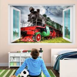 Old Train Locomotive Wall Decal Sticker Mural Print Art Kids Bedroom Home Decor Vintage Retro Style Ek3 - thumbnail 2