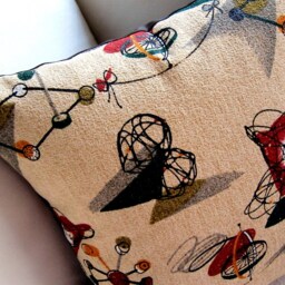 Vintage Tinker Toys Pillow Cover 1950S Barkcloth Reproduction - thumbnail 2