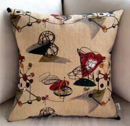 Vintage Tinker Toys Pillow Cover 1950S Barkcloth Reproduction - thumbnail 1