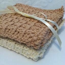 Hand Knit Cotton Wash Cloths in Neutral Tones Quiltsy Handmade - thumbnail 4