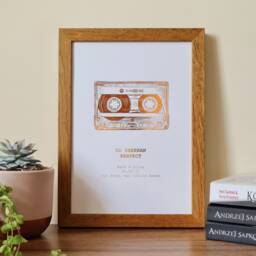 A4 Custom Foil Metallic Song Cassette Art, Favourite Personalised Copper, Silver, Gold Or Rose Lyric Print, Record Print - thumbnail 2