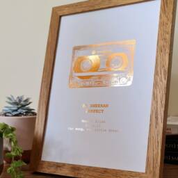 A4 Custom Foil Metallic Song Cassette Art, Favourite Personalised Copper, Silver, Gold Or Rose Lyric Print, Record Print - thumbnail 3