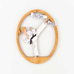 Personalized Martial Arts Karate Christmas Ornament For Girl -Wood, Hand Painted, Laser Cut - thumbnail 1