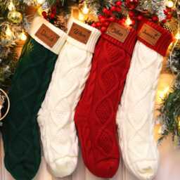 Personalized Christmas Stocking, Custom Engraved Name Leather Patch Stockings, Family Gifts - thumbnail 2