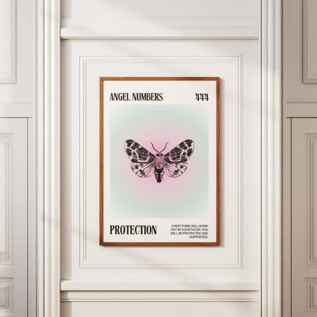 Angel Number 444 Protection Poster, Aura Prints, Spiritual Wall Art, Retro Gallery Affirmations, Trendy Decor, Bedroom Art - image 1