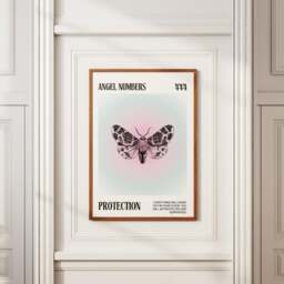 Angel Number 444 Protection Poster, Aura Prints, Spiritual Wall Art, Retro Gallery Affirmations, Trendy Decor, Bedroom Art - thumbnail 1