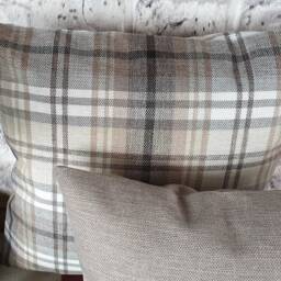 Plaid Pillow Cover Poly Linen Look, Modern Throw - thumbnail 4