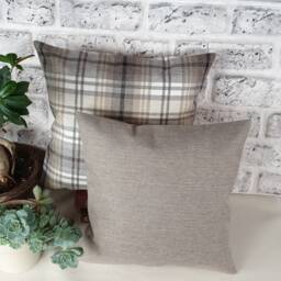 Plaid Pillow Cover Poly Linen Look, Modern Throw - thumbnail 3