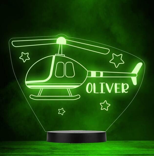 Helicopter Toy Stars Personalised Gift Colour Changing Led Lamp Night Light - image 1