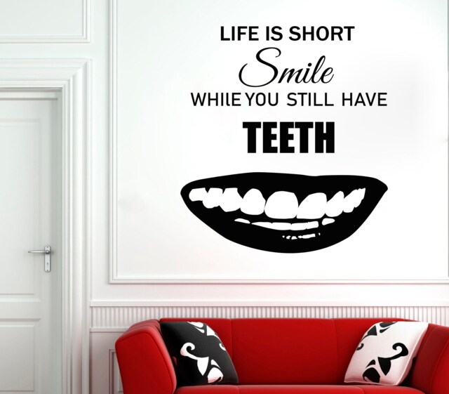 Dental Clinic Wall Decal Smile Teeth Quote, Removable Vinyl Decor 2982 - image 1