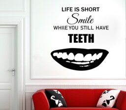 Dental Clinic Wall Decal Smile Teeth Quote, Removable Vinyl Decor 2982 - thumbnail 1