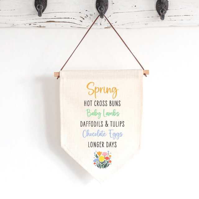 Spring List Linen Wall Hanging - Rustic Farmhouse Seasonal Home Decor Gift For Her Or Mum Present Idea Lovers - image 1