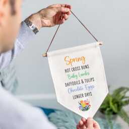 Spring List Linen Wall Hanging - Rustic Farmhouse Seasonal Home Decor Gift For Her Or Mum Present Idea Lovers - thumbnail 2