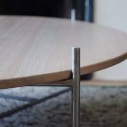 Hand-Crafted Oval Coffee Table With Rustic Metal Legs - thumbnail 3