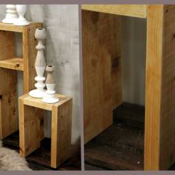 Side Table Stool Candlestick Flowers Shelf Table Set Wooden Shabby Nature Vintage Country House Farmhouse Ready Assembled - thumbnail 2