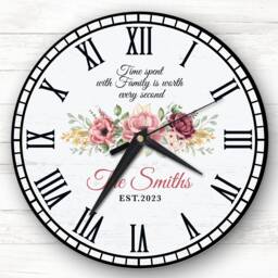 Pink Floral Family Is Worth Every Second Personalised Gift Clock