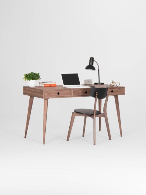 Kuub - Wooden Desk, Mid Century Modern, Walnut Desk With Three Drawers - image 1