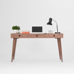 Kuub - Wooden Desk, Mid Century Modern, Walnut Desk With Three Drawers - thumbnail 2