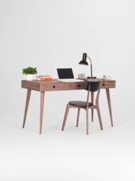 Kuub - Wooden Desk, Mid Century Modern, Walnut Desk With Three Drawers