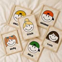 Personalised Brothers Print, Smile Face, Set Of 3, Sibling Decor, Boys Bedroom, Playroom Wall Art, Bro Dude Bruh, Multiple Colours - thumbnail 2
