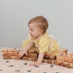 Wooden Train Set For Baby Girl Gift, Locomotive With Carriages, Montessori Educational Toddler Toys, Baby Birthday Push Car Toy - thumbnail 2