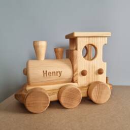 Wooden Train Set For Baby Girl Gift, Locomotive With Carriages, Montessori Educational Toddler Toys, Baby Birthday Push Car Toy - thumbnail 4