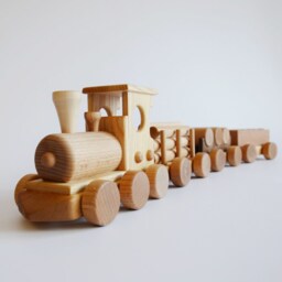 Wooden Train Set For Baby Girl Gift, Locomotive With Carriages, Montessori Educational Toddler Toys, Baby Birthday Push Car Toy - thumbnail 3