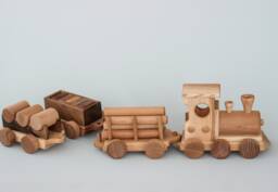 Wooden Train Set For Baby Girl Gift, Locomotive With Carriages, Montessori Educational Toddler Toys, Baby Birthday Push Car Toy - thumbnail 1