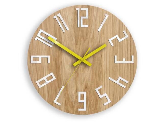 Unique Wall Clock, Gift Unusual Modern Wood Abstract Style, Industrial Decor, Slim_Wood_Yellow - image 1