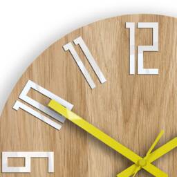 Unique Wall Clock, Gift Unusual Modern Wood Abstract Style, Industrial Decor, Slim_Wood_Yellow - thumbnail 2