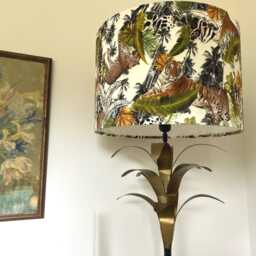 Tiger, Cheetah Jungle Velvet Drum Lampshade, Ceiling Shade With A White Lining - thumbnail 2