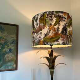 Tiger, Cheetah Jungle Velvet Drum Lampshade, Ceiling Shade With A White Lining