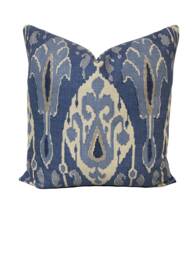 G.p & J Baker Ikat Bokhara Blue Double Sided Cushion Cover Pillow - thumbnail 1