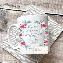 Personalised Thank You Teacher Gift Teaching Assistant Nursery Mentor Helping Me To Grow Quote Ceramic Small Jug Mug Vase - thumbnail 2