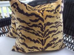 Scalamandre Pillow Cover in Le Tigre & Chocolate Velvet