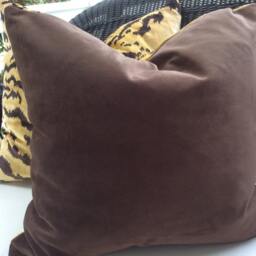 Scalamandre Pillow Cover in Le Tigre & Chocolate Velvet - thumbnail 3
