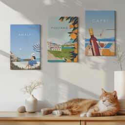 Set Of 3 Canvas Prints - Holiday Views Amalfi, Positano & Capri, Blue Photo Print, Travels Wall Decor - thumbnail 2