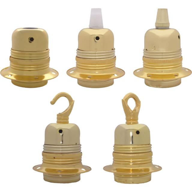 Polished Brass E27 Lamp Holder - Art Deco Lighting Fixture. Various Colours & Styles Available - image 1