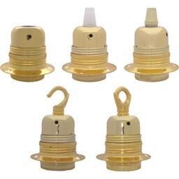 Polished Brass E27 Lamp Holder - Art Deco Lighting Fixture. Various Colours & Styles Available - thumbnail 1