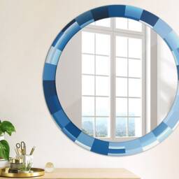 Blue Abstract, Blue, Round Mirror Frame, Decorative Mirror, Frame Print, Unique Wall - thumbnail 2