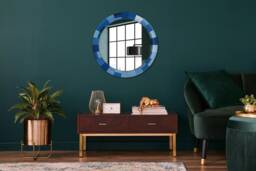 Blue Abstract, Blue, Round Mirror Frame, Decorative Mirror, Frame Print, Unique Wall
