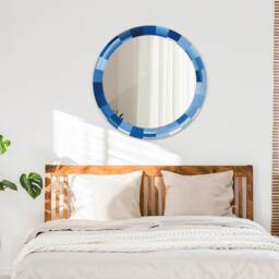 Blue Abstract, Blue, Round Mirror Frame, Decorative Mirror, Frame Print, Unique Wall - thumbnail 3