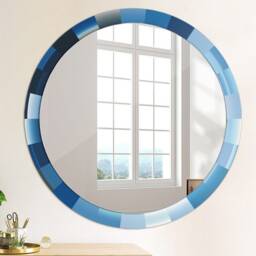 Blue Abstract, Blue, Round Mirror Frame, Decorative Mirror, Frame Print, Unique Wall - thumbnail 4