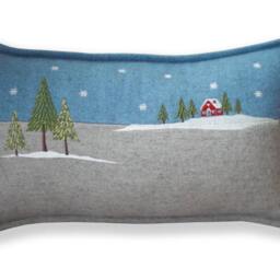 Embroidered Winter Lodge Christmas Cushion - thumbnail 2