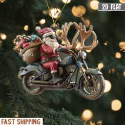 Custom Santa Motorbike Ornament 2025 Personalized 2D Acrylic 3D-Effect Christmas Decor Gift For Bikers & Motorcycle Lovers - thumbnail 1