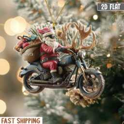 Custom Santa Motorbike Ornament 2025 Personalized 2D Acrylic 3D-Effect Christmas Decor Gift For Bikers & Motorcycle Lovers - thumbnail 3