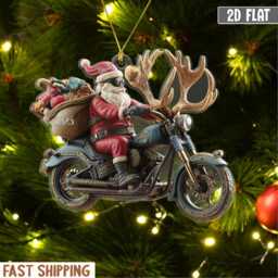 Custom Santa Motorbike Ornament 2025 Personalized 2D Acrylic 3D-Effect Christmas Decor Gift For Bikers & Motorcycle Lovers - thumbnail 2